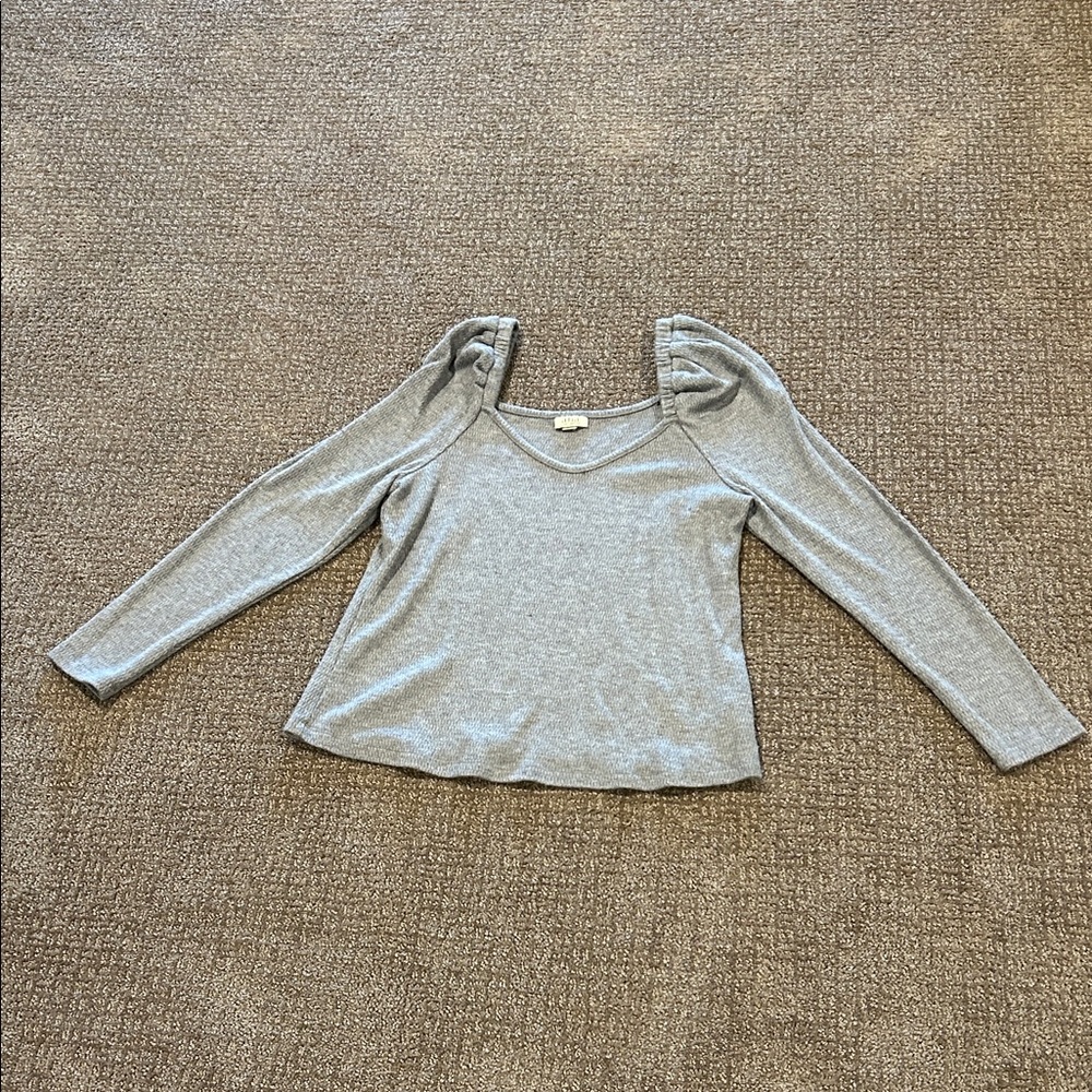 a.n.a Light Gray Long Sleeve Top